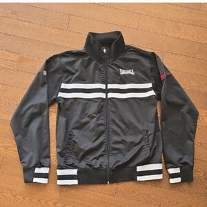 Londsdale Black Track Jacket with White Stripes Size L